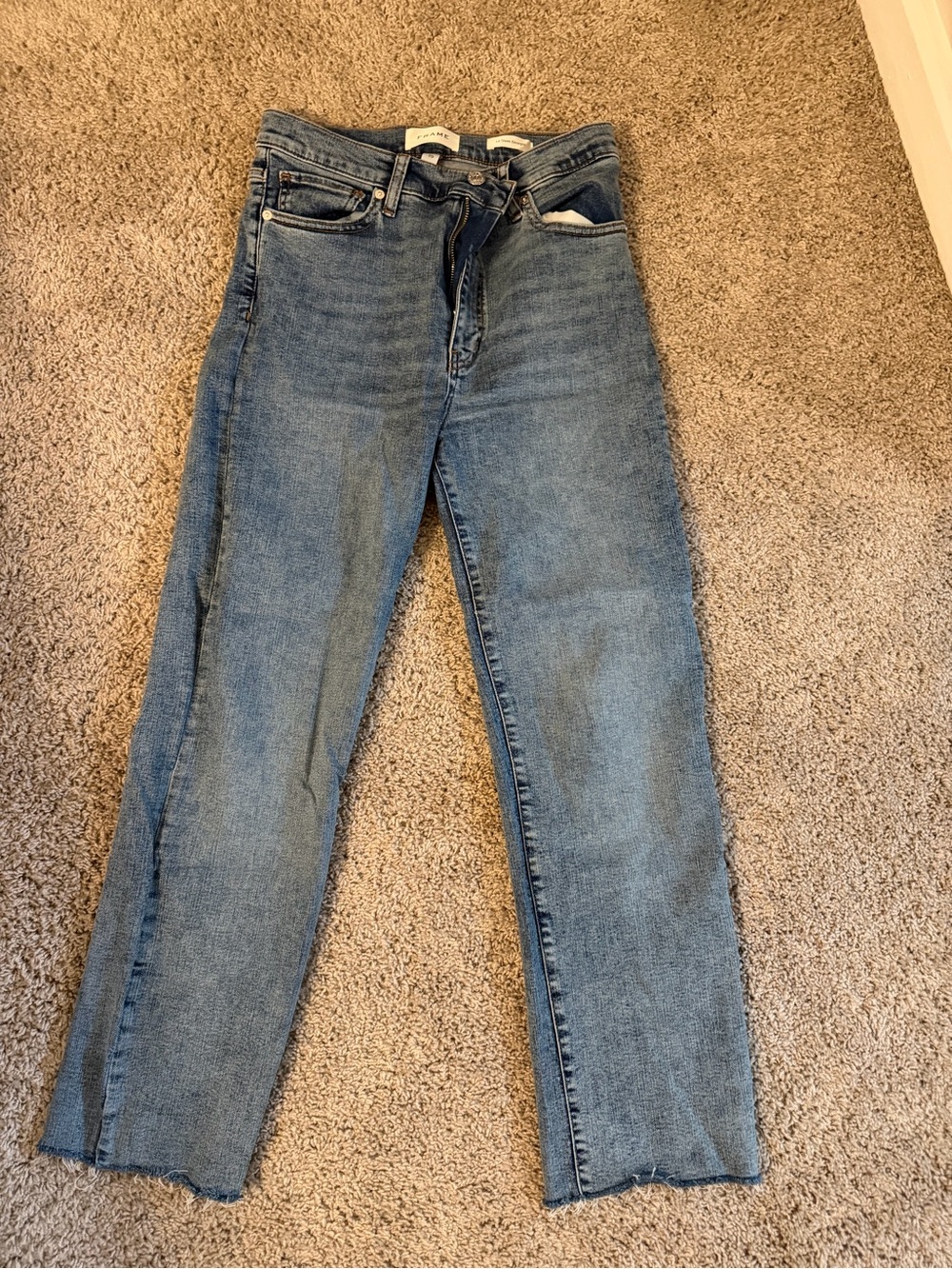 Frame Denim Washed Light Blue Straight-Leg Jeans